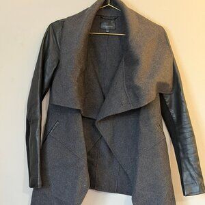 Mackage gray/black Leather Sleeve Asymmetrical Coat Size XXS